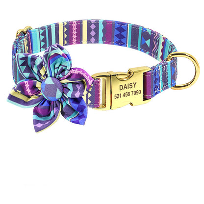 Products Fashion Printed Dog Tag  Collar Personalized Nylon Dog Collar